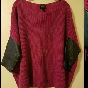 Nicole Miller Oversized Sweater with faux leather